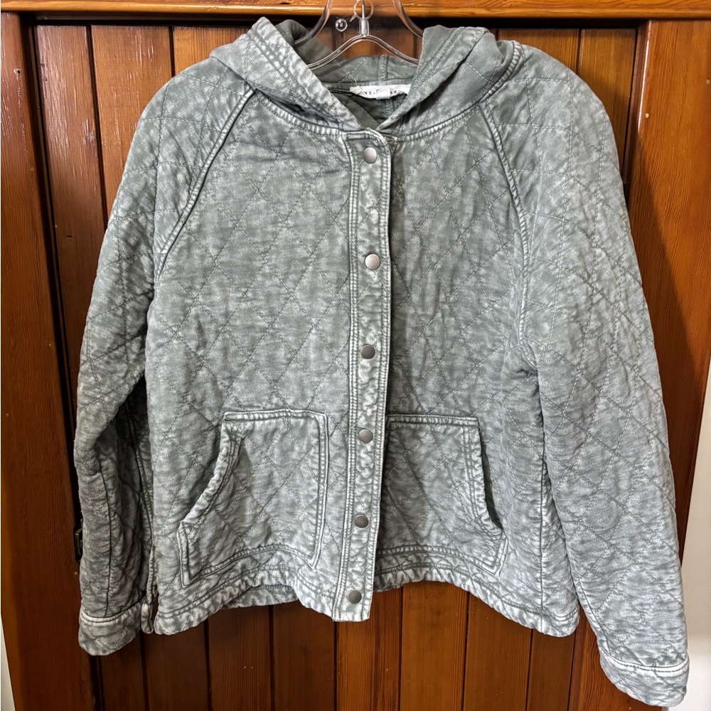 Jane + Delancey distressed Green Quilted Hoodie Jacket